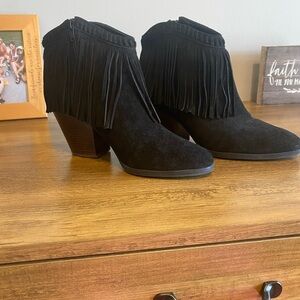 Gianni Bini Black Fringe Ankle Boots